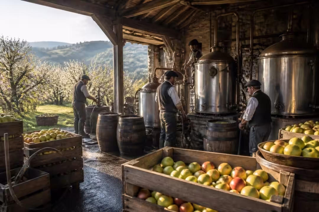 une ferme en seine-maritime se prépare à distiller près de 10 000 litres de cidre en seulement deux jours, une production locale exceptionnelle.