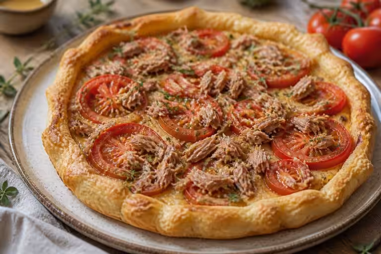découvrez notre recette express de tarte au thon, tomates et moutarde, idéale pour un repas savoureux et rapide à préparer.
